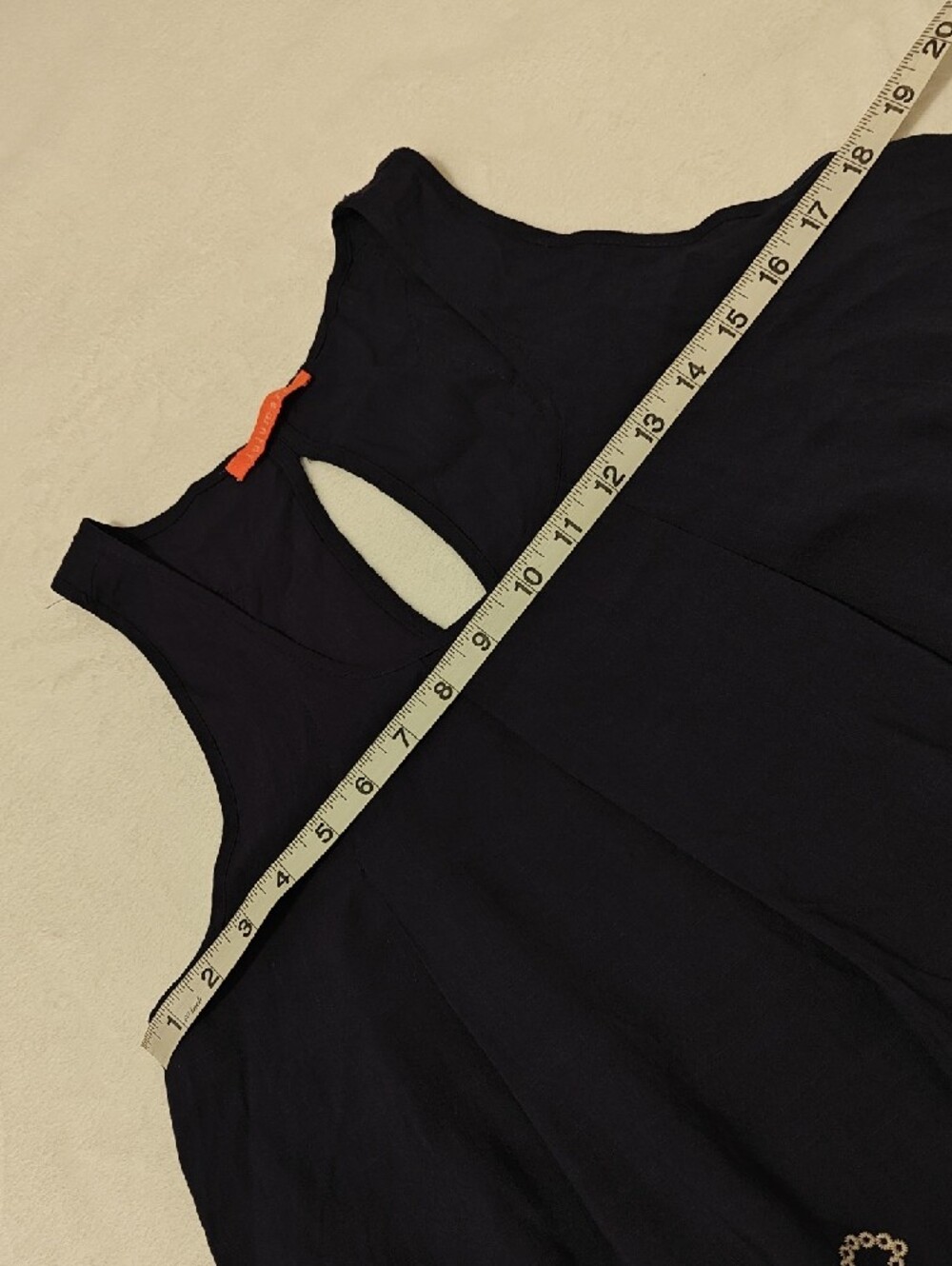 Lulumari Navy Tank Top with Ivory Embroidery - Picture 3 of 13